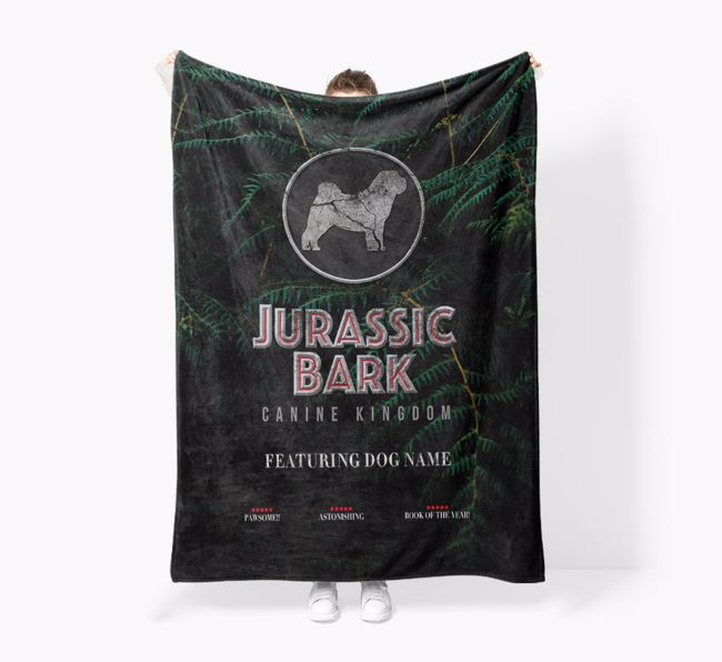 'Jurassic Bark' - Personalized {breedFullName} Blanket: Premium Sherpa Fleece